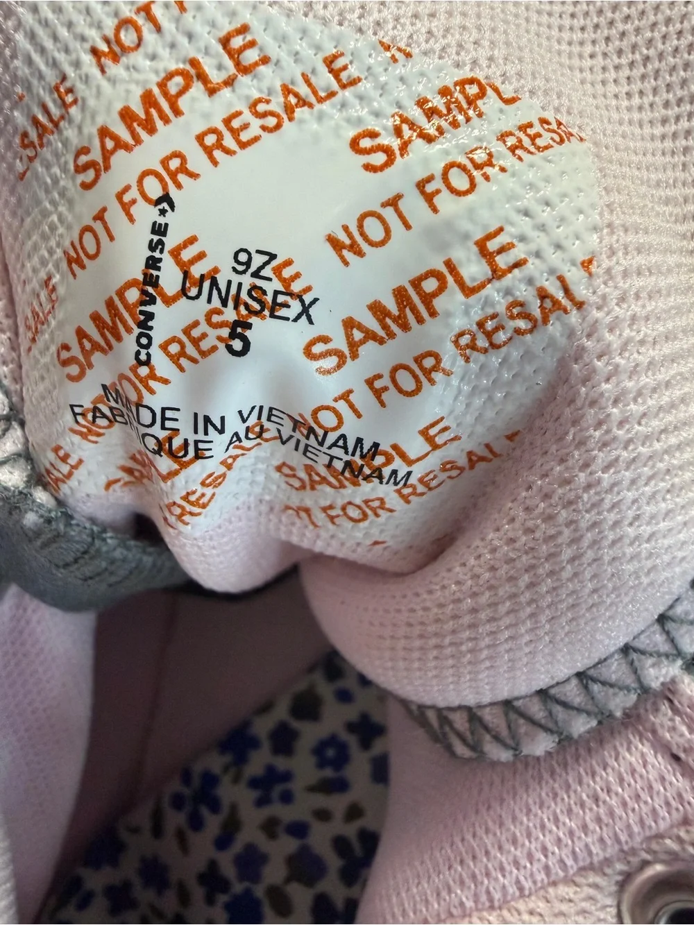 Converse Women's Gray High-Top Canvas Sneakers with Pink Floral and Navy Ribbon